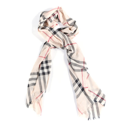 Burberry Wool Silk Gauze Giant Check Scarf Stone 1 of 3