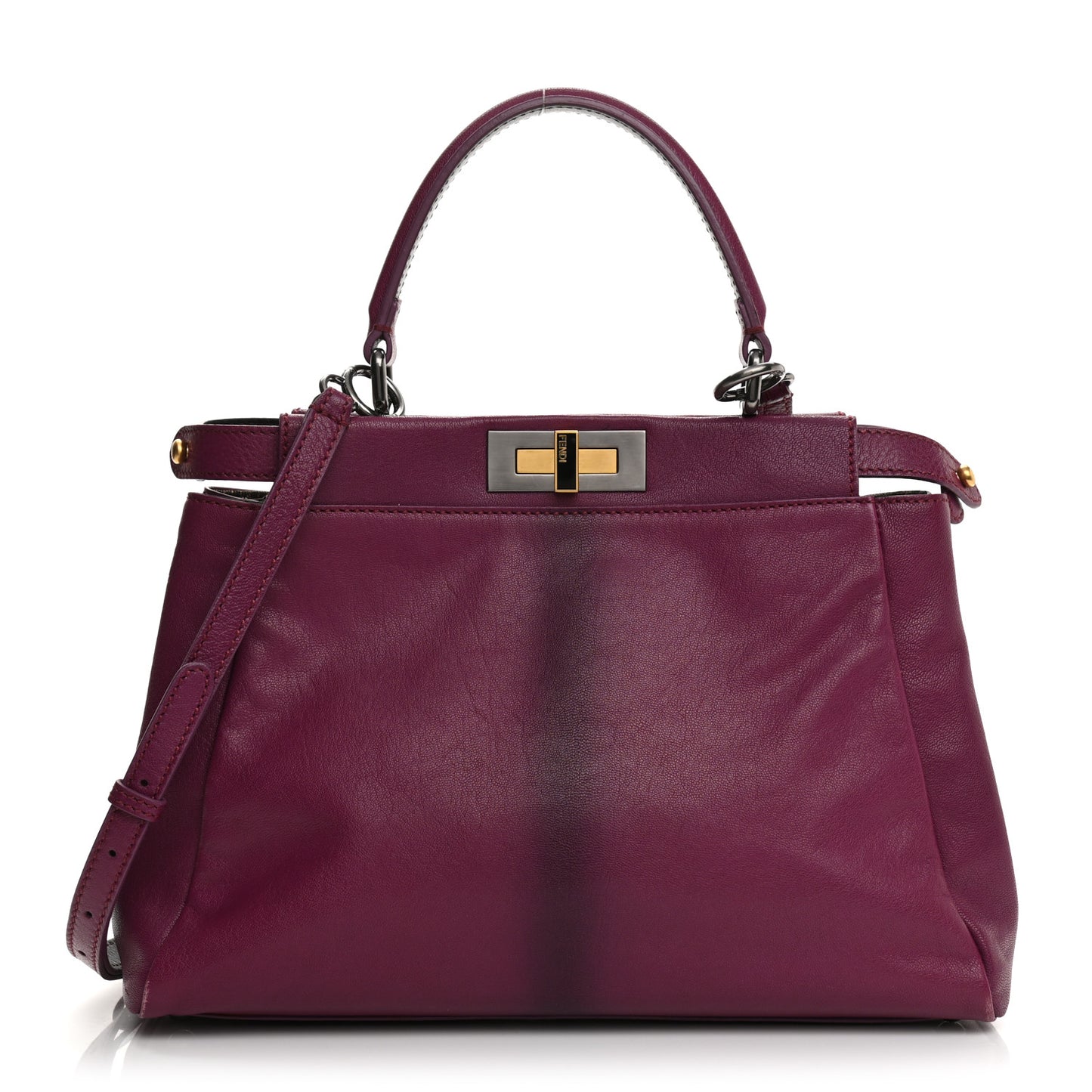 Goatskin Zucca Medium Peekaboo Iconic Satchel Ciclamino Tobacco Moro
