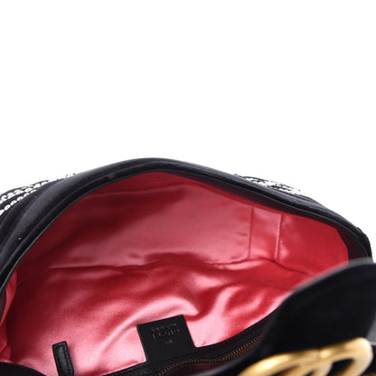 Gucci Velvet Matelasse Marquise Crystals Embroidered Small GG Marmont Shoulder Bag Black 6 of 11