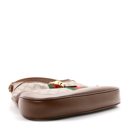 Gucci GG Supreme Monogram Azalea Calfskin Web Small Jackie 1961 Hobo Beige Ebony Brown Sugar 4 of 11