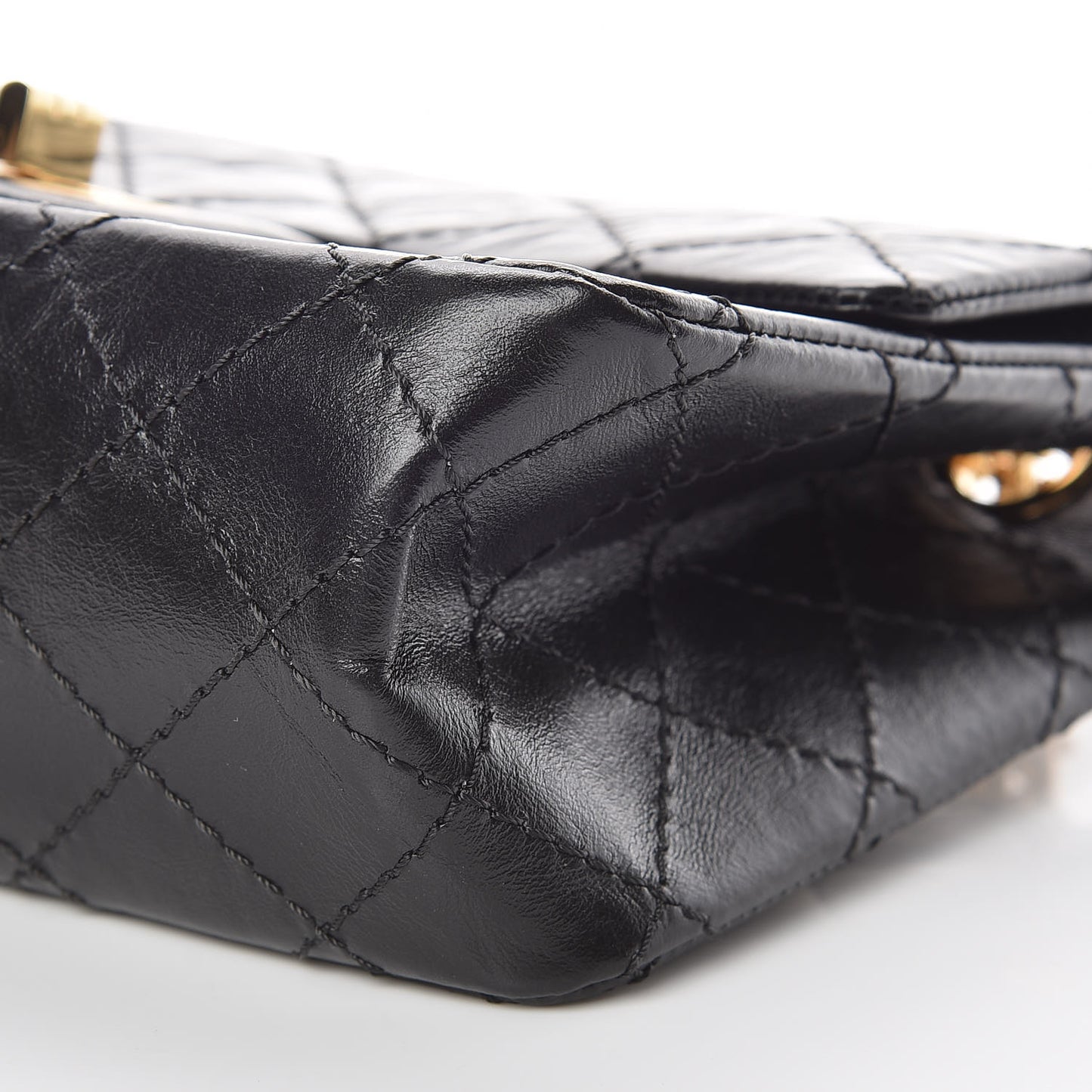 Aged Calfskin Quilted 2.55 Reissue Mini Flap Black