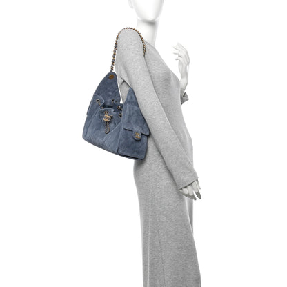 Chanel Suede Quilted Small Chanel 25 Handbag Blue 2 of 10