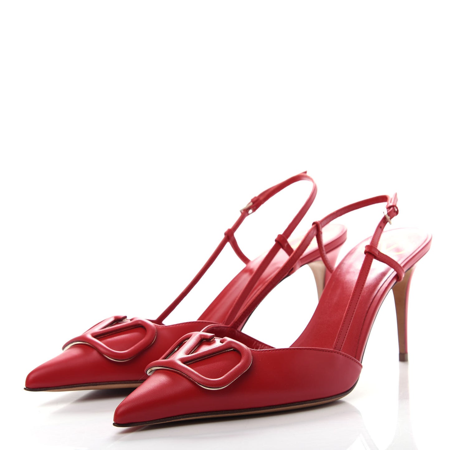 Calfskin Tonal Vlogo Slingback 80mm Pumps 41 Rouge Pur
