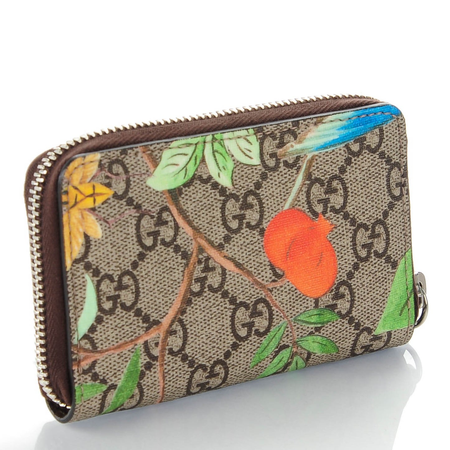 GG Supreme Monogram Tian Zip Around Card Case Wallet Beige Multicolor New Acero