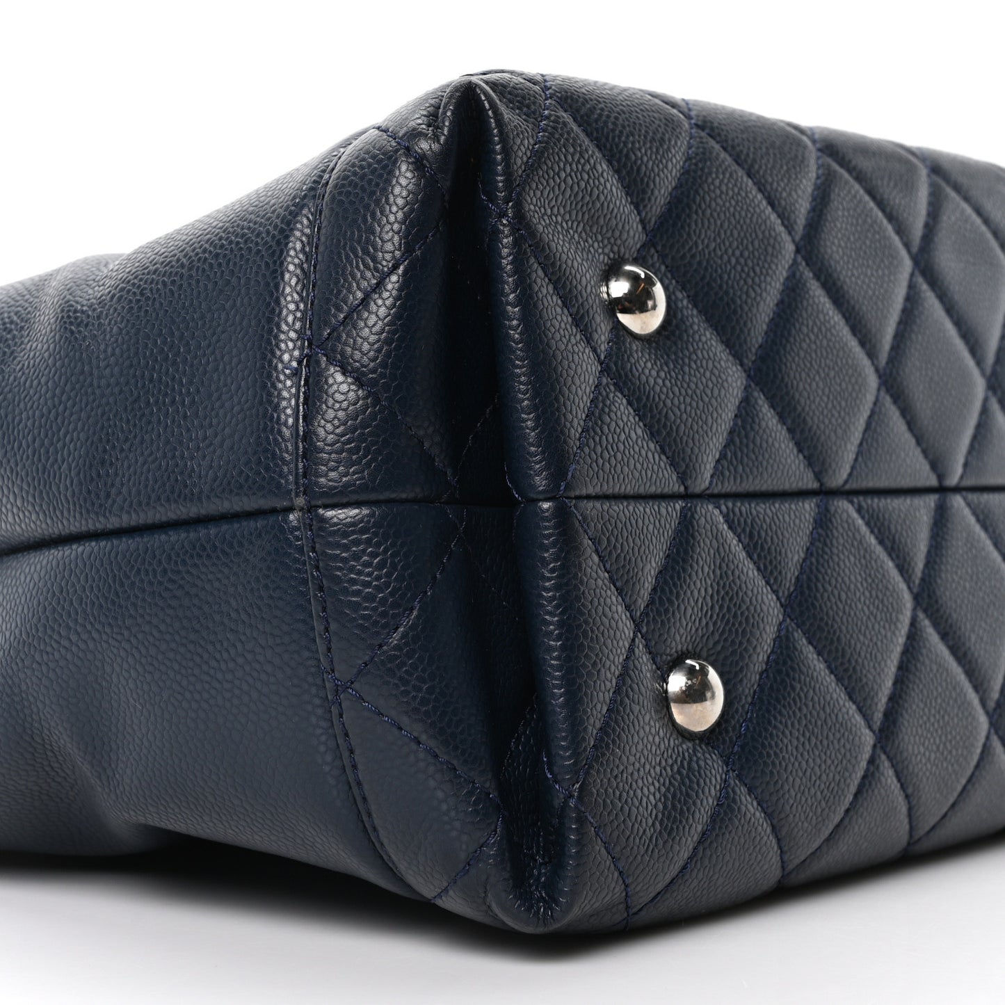 Soft Caviar CC Medium Top Handle Tote Navy Blue