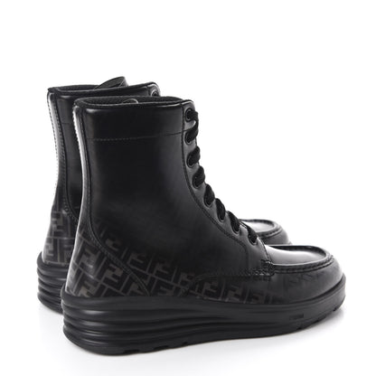 Fendi Calfskin FF Logo Ankle Biker Boots 39 Asfalto Black 4 of 11