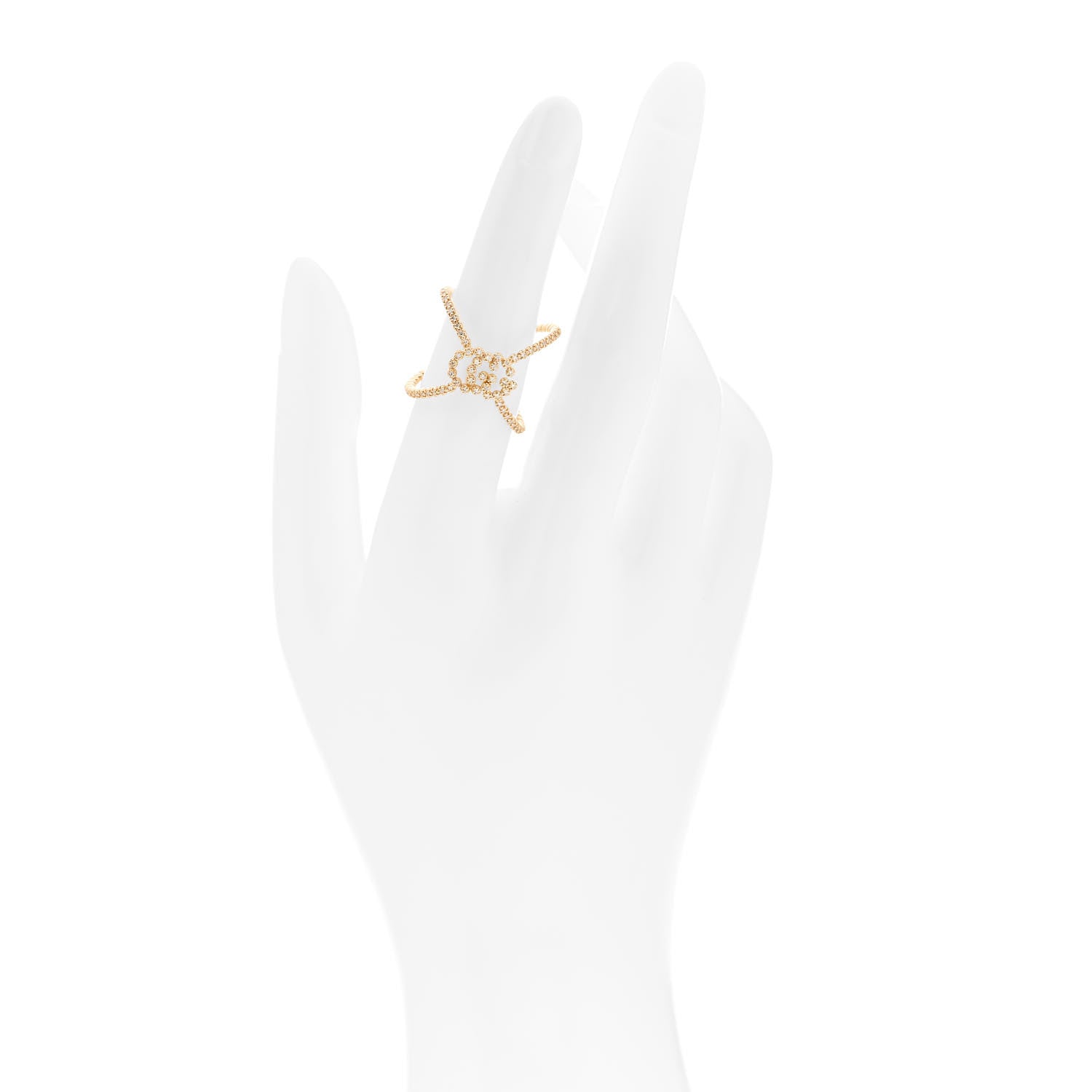 Gucci 18K Yellow Gold Diamond GG Running X Ring 52 6 2 of 5