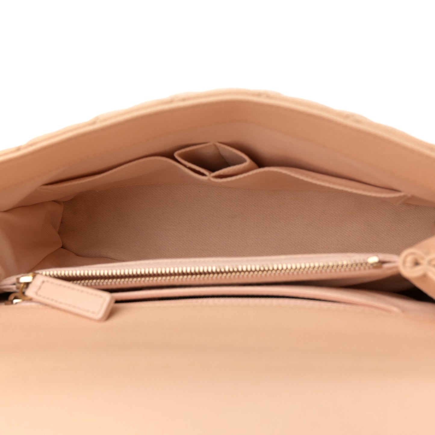 Caviar Quilted Small Coco Handle Flap Beige