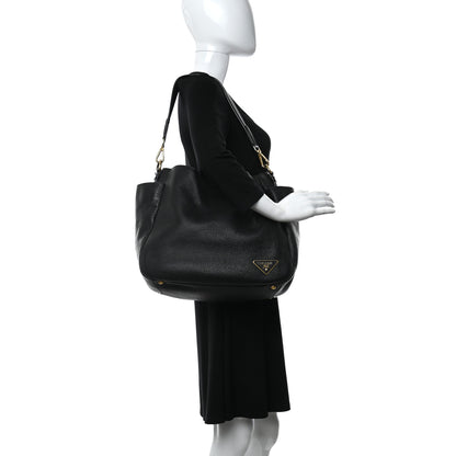 Prada Vitello Daino Side Pocket Hobo Black 2 of 10