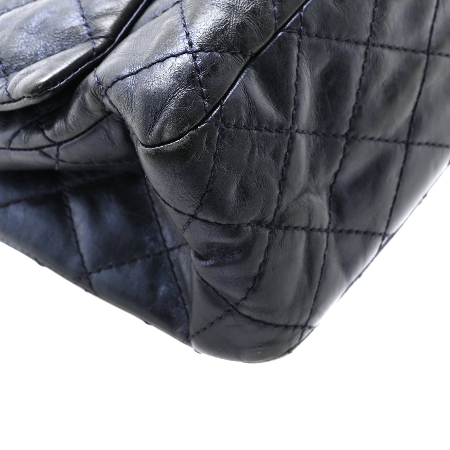 Metallic Aged Calfskin Quilted 2.55 Reissue 226 Flap Blue