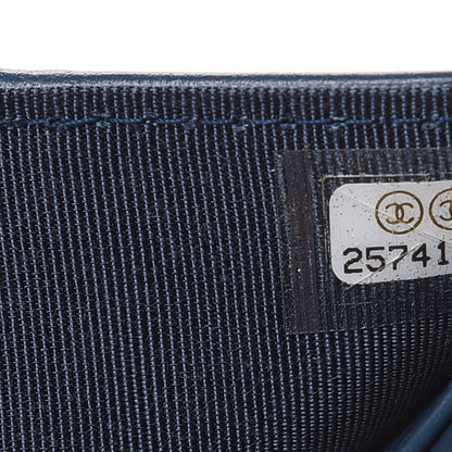Chanel Metallic Caviar Quilted Compact Flap Wallet Dark Blue 7 of 8