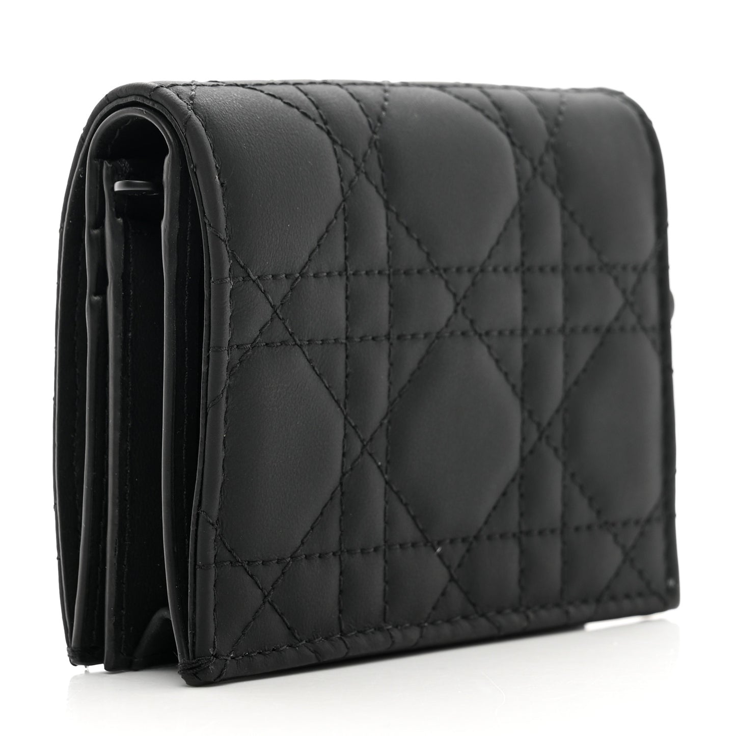 Ultra Matte Calfskin Small Lady Dior Flap Card Holder Black