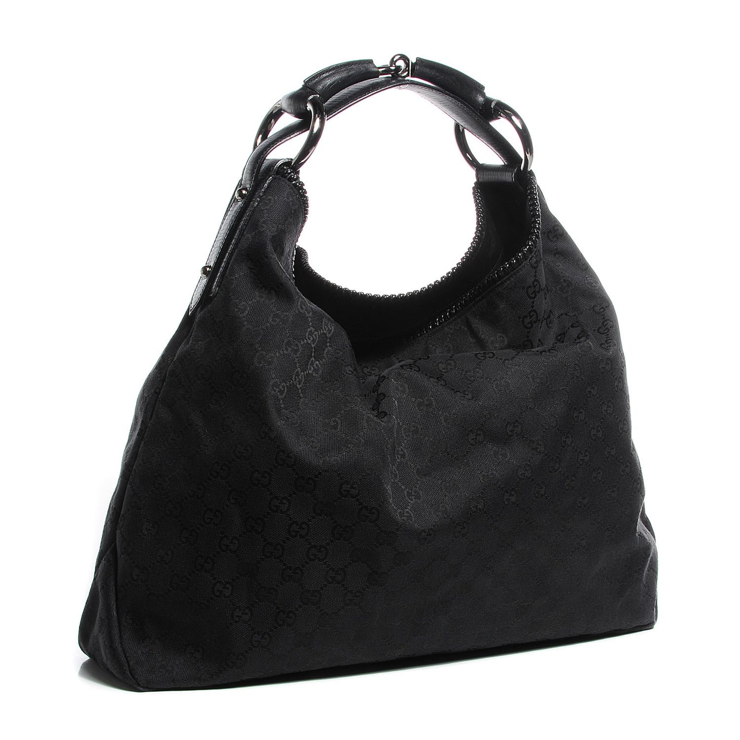 Monogram Large Horsebit Chain Hobo Black