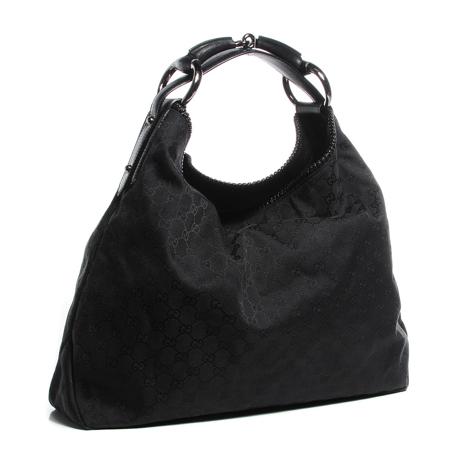Gucci Monogram Large Horsebit Chain Hobo Black 3 of 7