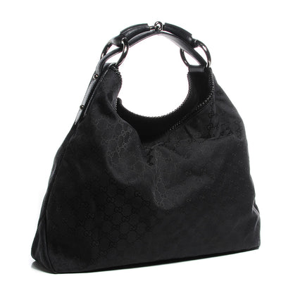 Gucci Monogram Large Horsebit Chain Hobo Black 3 of 7