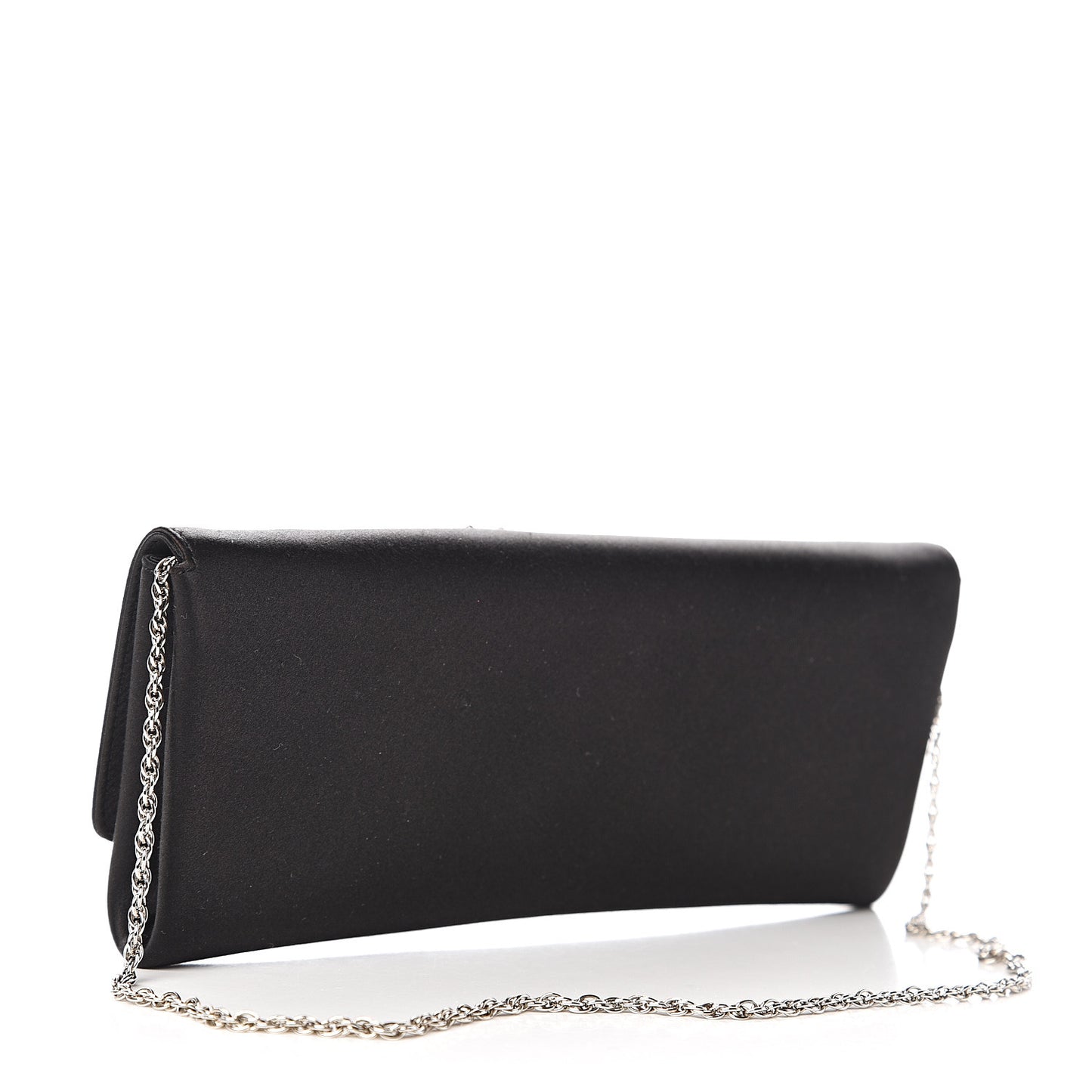 Crystal Satin Flower Clutch Black
