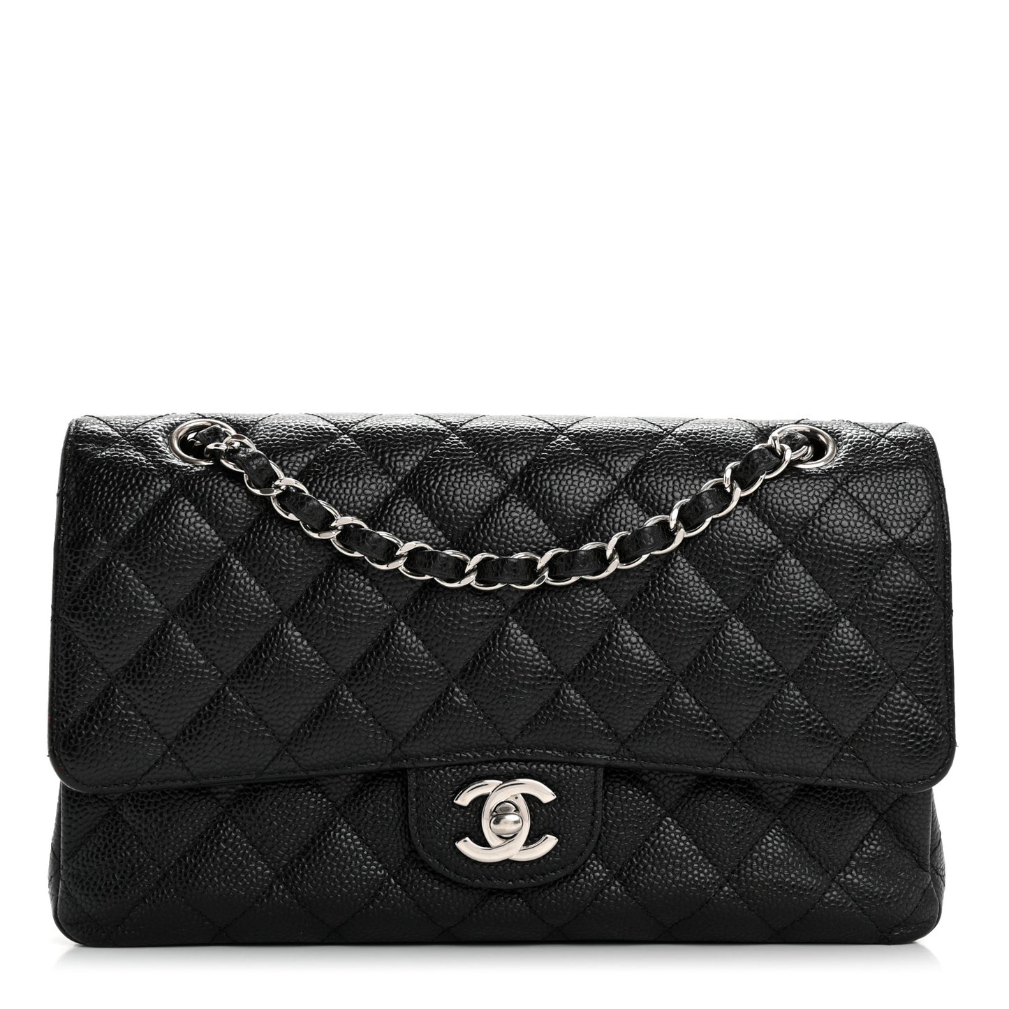 Caviar Quilted Medium Double Flap Black