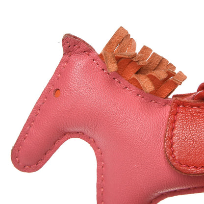 Hermes Milo Lambskin Grigri Rodeo Bag Charm PM Rose Azalee Orange Poppy Rouge Indien 4 of 5