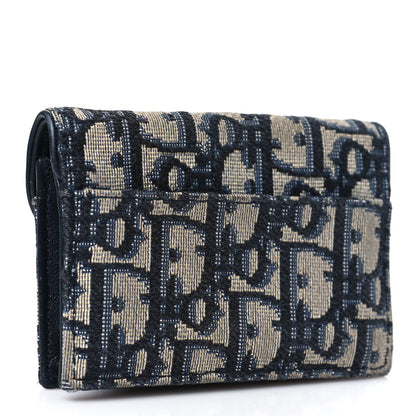 Christian Dior Oblique Saddle Bloom Card Holder Blue 3 of 8