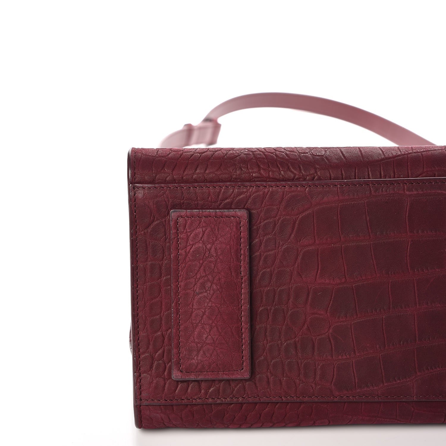 Saint Laurent Crocodile Embossed Suede Small Sac de Jour Dark Red 7 of 8
