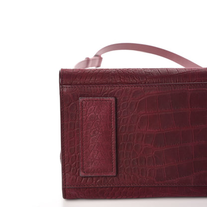 Saint Laurent Crocodile Embossed Suede Small Sac de Jour Dark Red 7 of 8