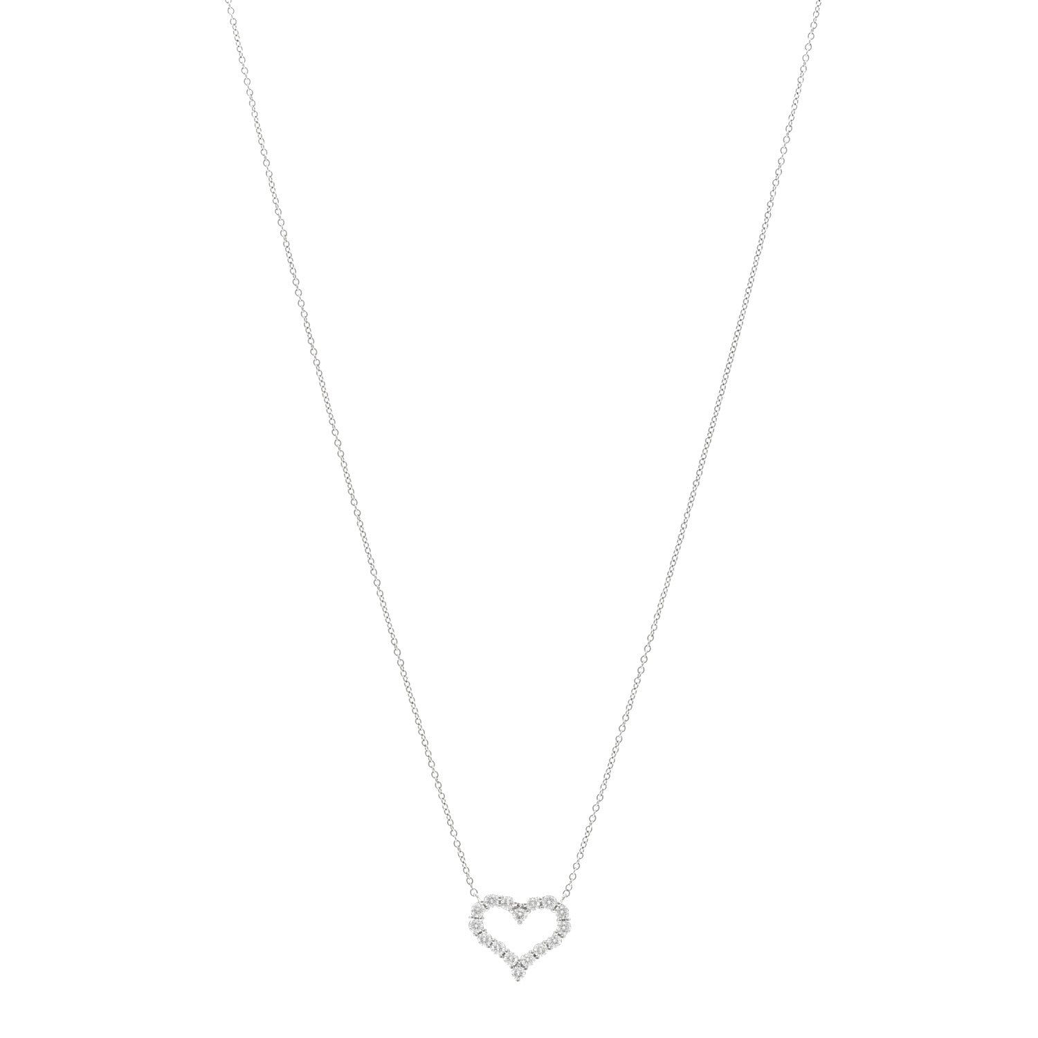 Tiffany Platinum Diamond Small Heart Pendant Necklace 1 of 5