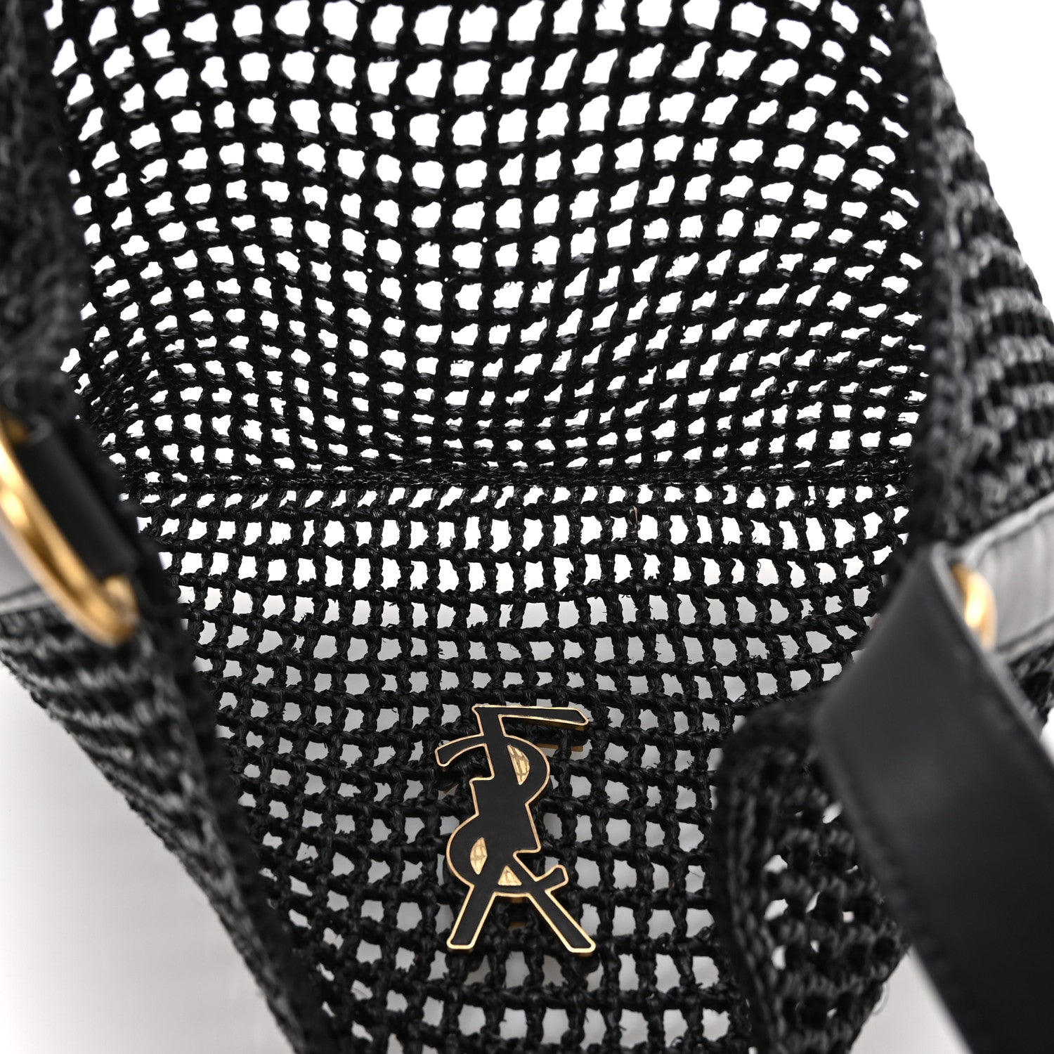Saint Laurent Raffia Calfskin Oxalis Shoulder Bag Black 5 of 10