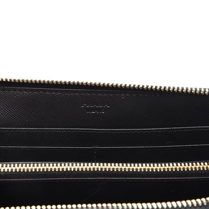 Prada Saffiano Metal Zip Around Wallet Nero Black 6 of 8