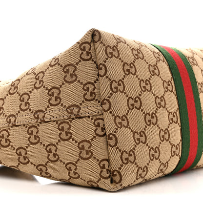 Gucci Monogram Web Small Giglio Tote Bag Beige Dark Brown 9 of 13