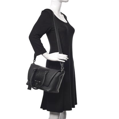 Valentino Garavani Patent Pebbled Calfskin Small Demilune Double Handle Satchel Black 2 of 11