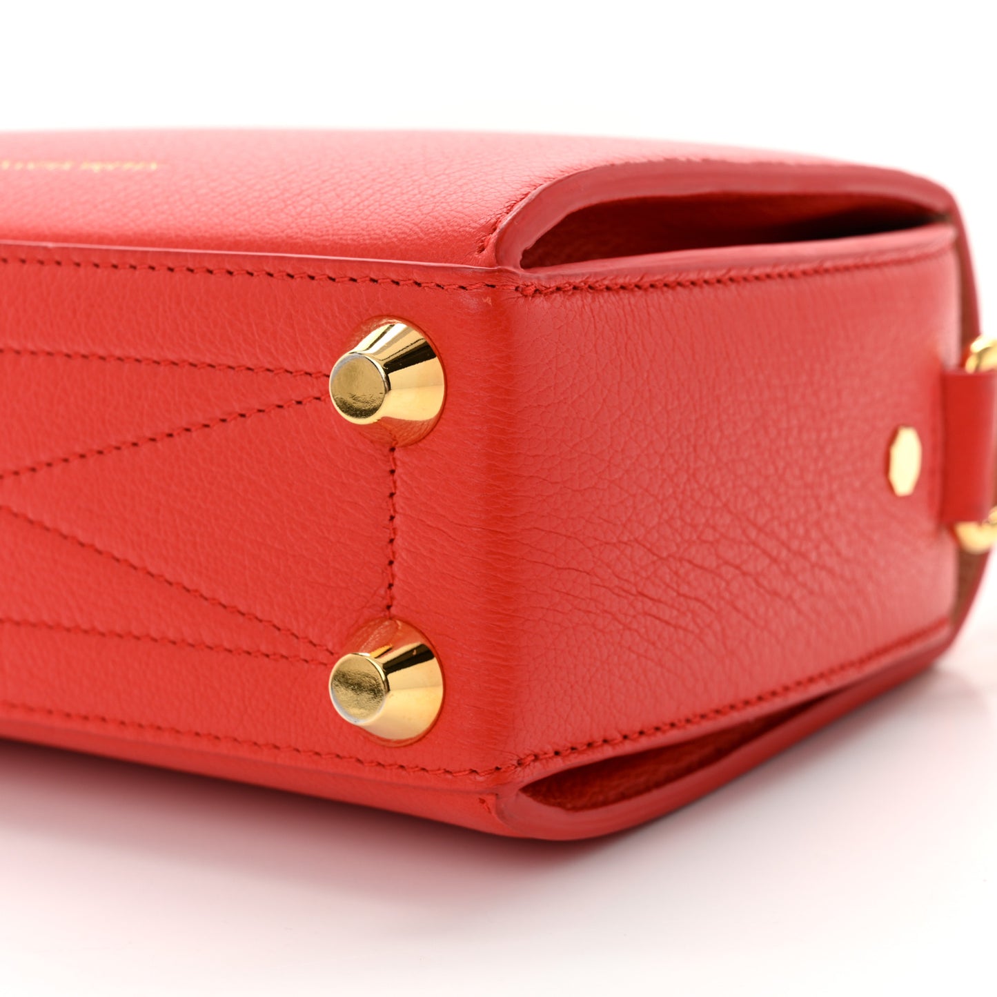 Fine Grain Goatskin Box Shoulder Bag 19 Red