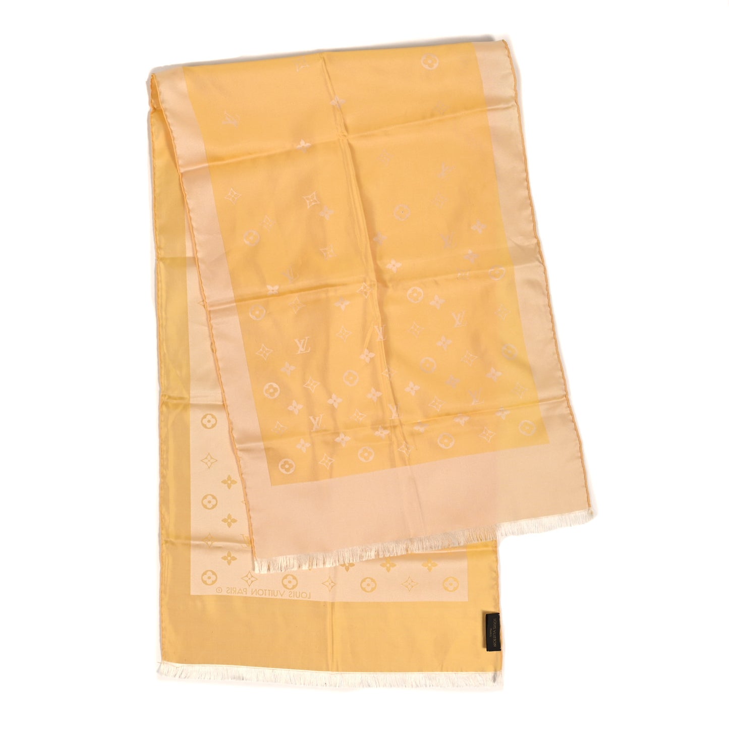Silk Monogram Stole Pale Yellow