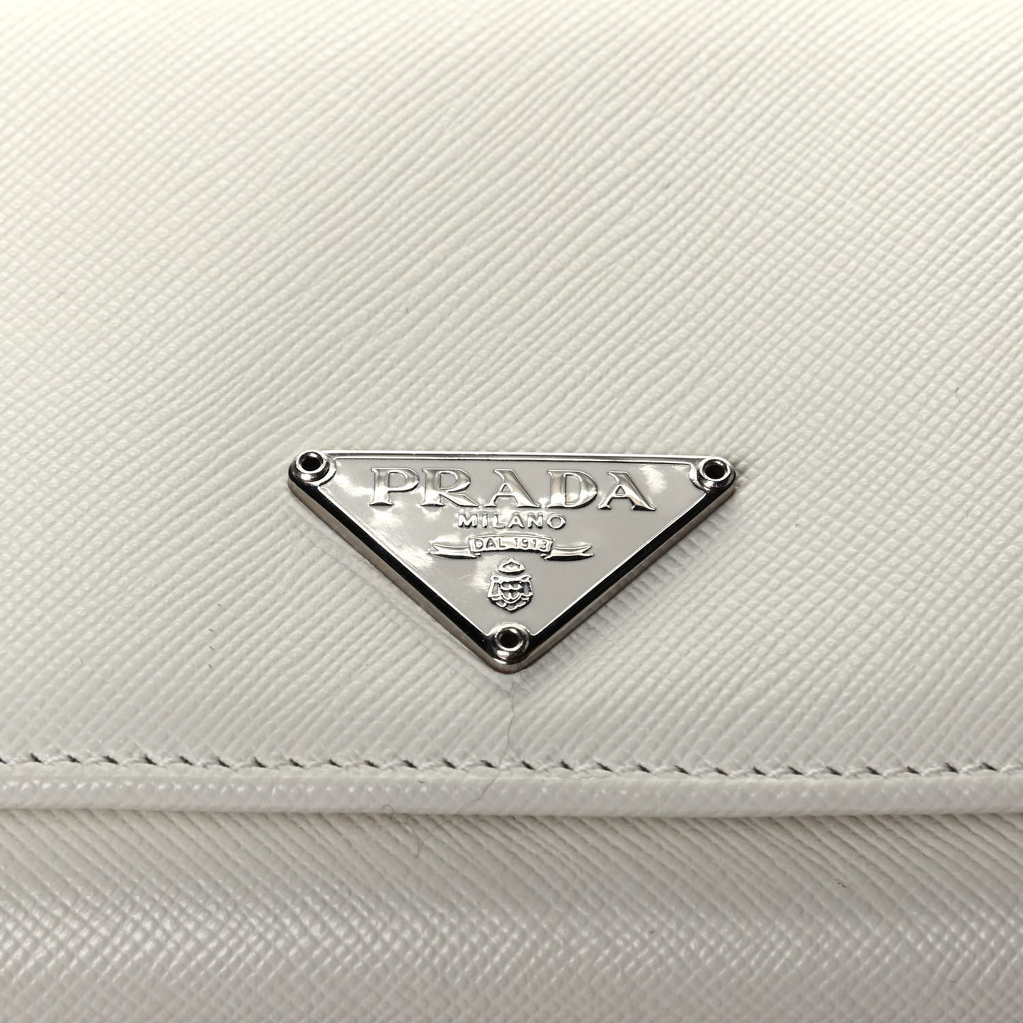 Saffiano Triangle Continental Flap Wallet White