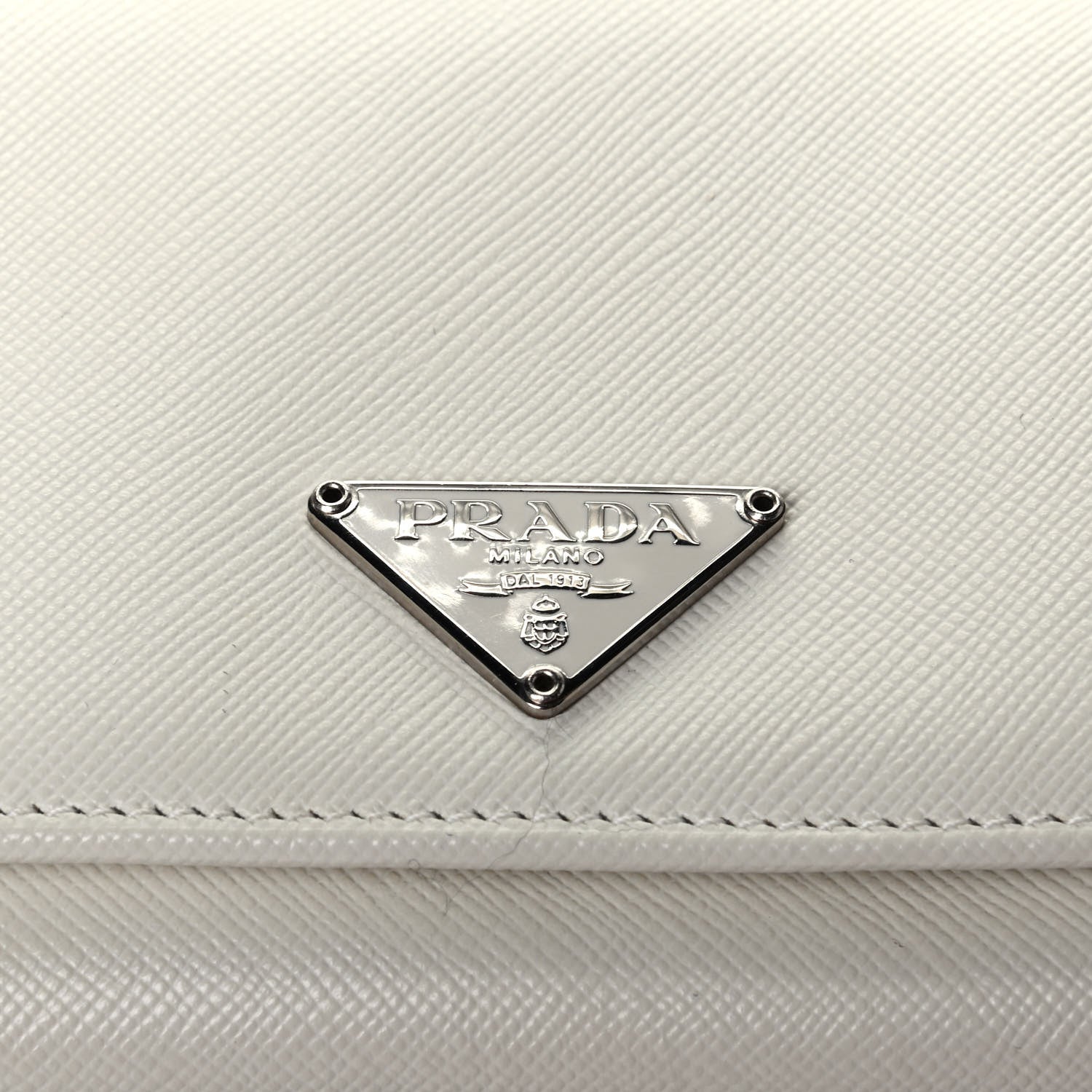 Prada Saffiano Triangle Continental Flap Wallet White 6 of 7