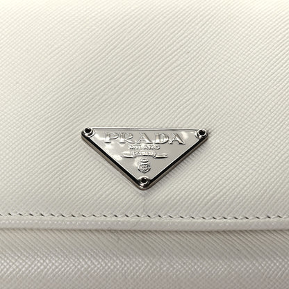 Prada Saffiano Triangle Continental Flap Wallet White 6 of 7