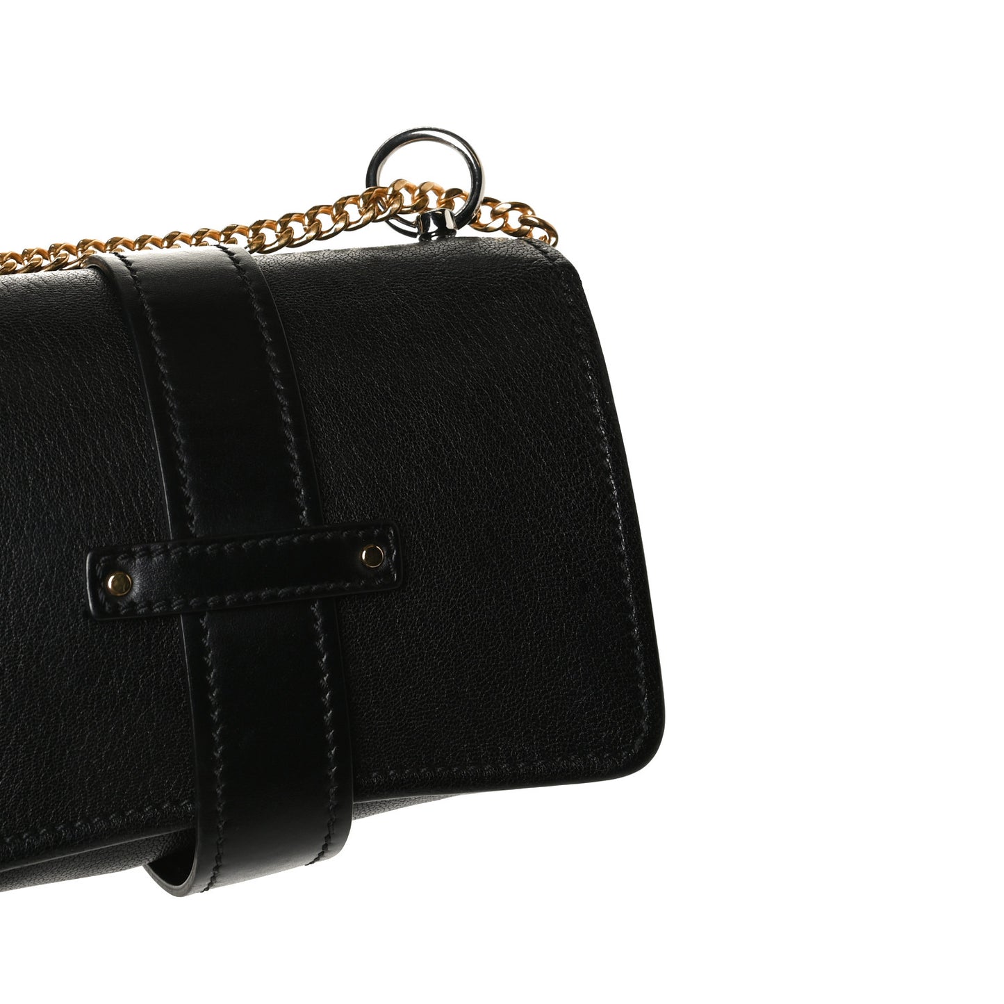 Shiny Goatskin Calfskin Aby Chain Shoulder Bag Black