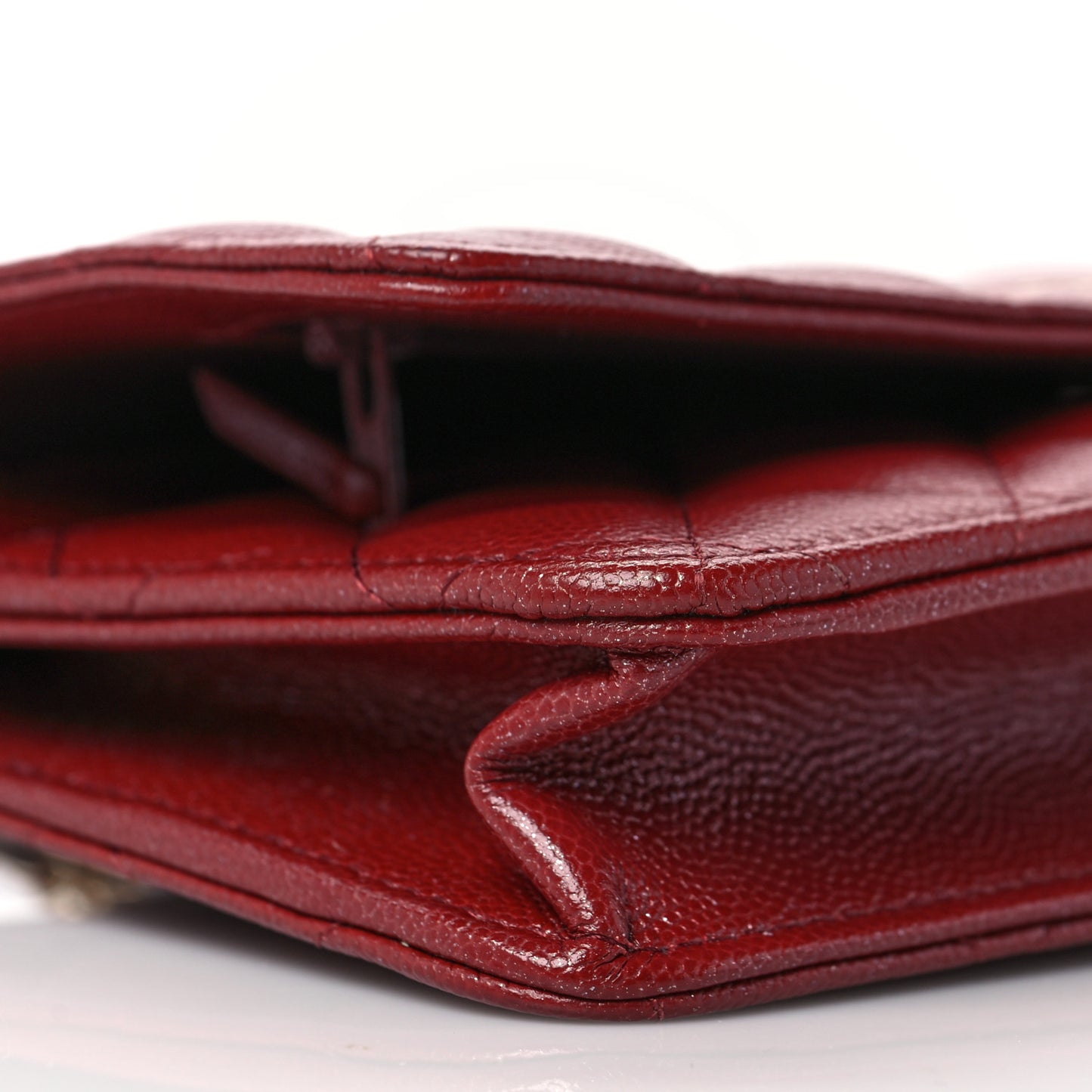 Caviar Quilted Wallet on Chain WOC Burgundy
