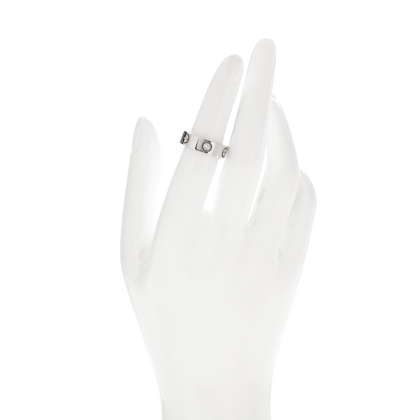 18K White Gold 3 Diamond 5.5mm LOVE Ring 50 5.25