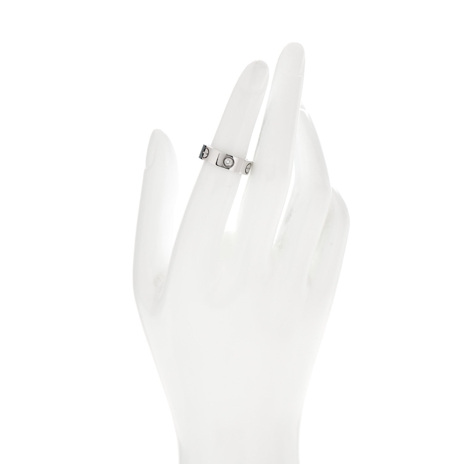 Cartier 18K White Gold 3 Diamond 5.5mm LOVE Ring 50 5.25 2 of 6