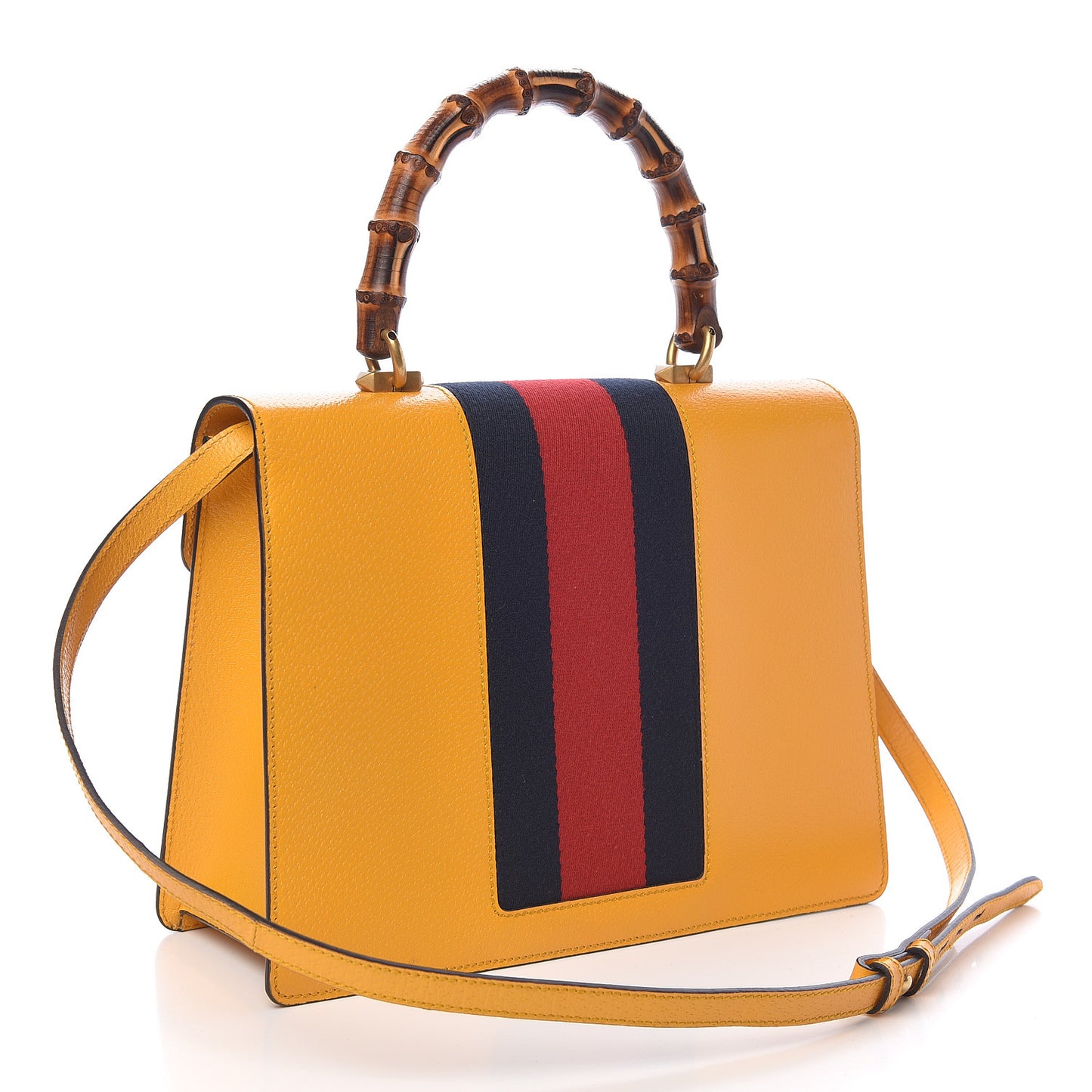 Textured Calfskin Bamboo Web Medium Falena Moth Top Handle Bag Crop