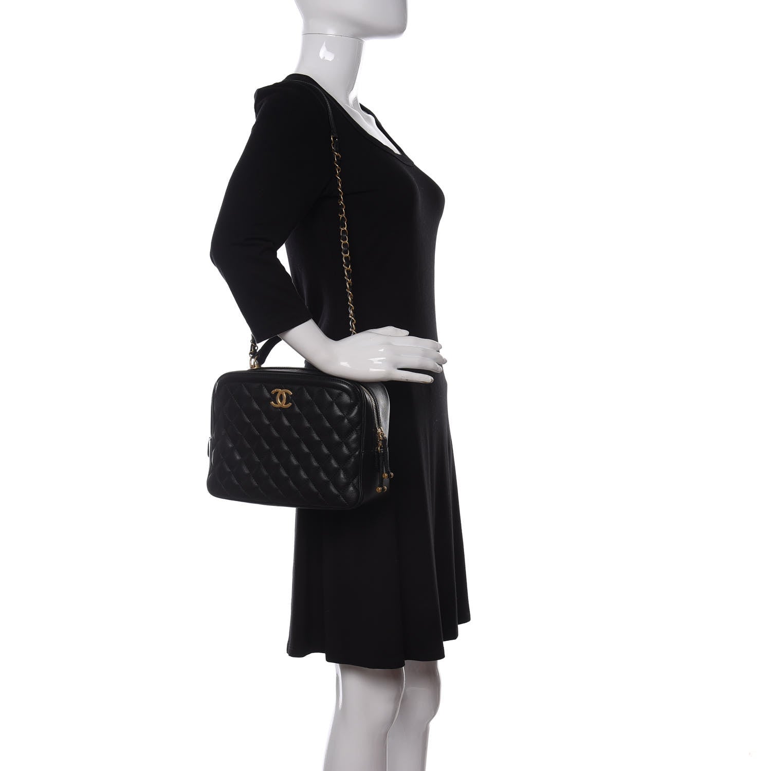 Chanel Calfskin Quilted CC Medium Vanity Case Black 2 of 11