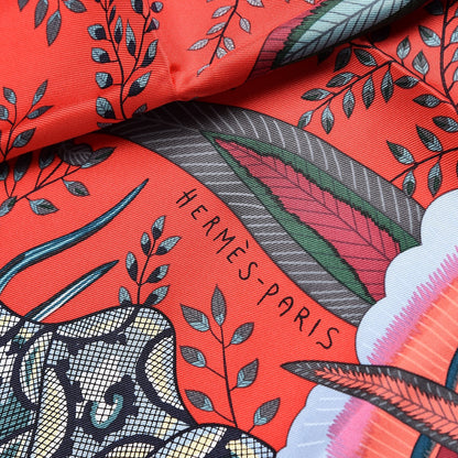 Hermes Silk Flowers of South Africa Scarf 90 Rouge Vert Ciel 4 of 7