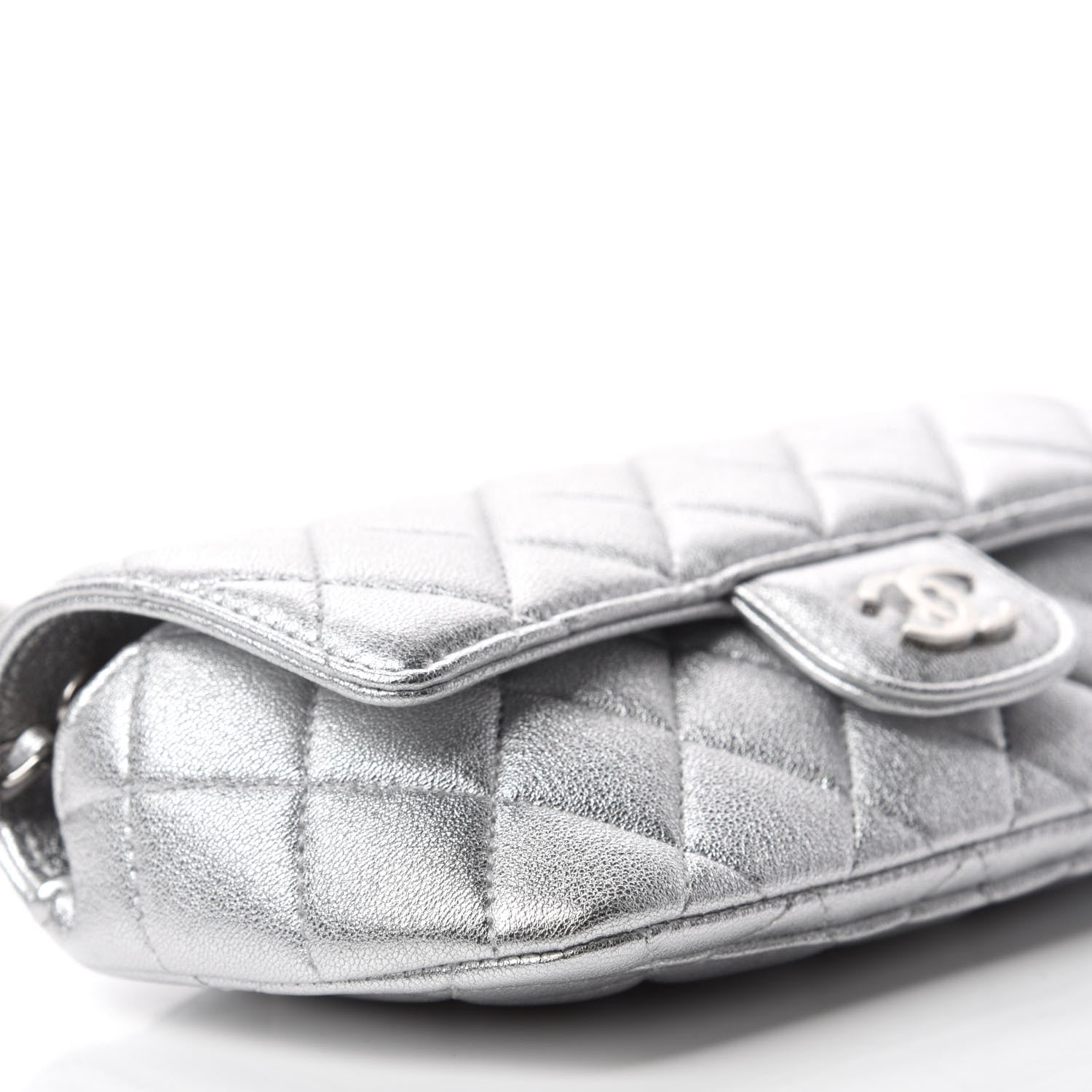 Chanel Metallic Lambskin Quilted Glasses Case With Chain Silver 6 of 11