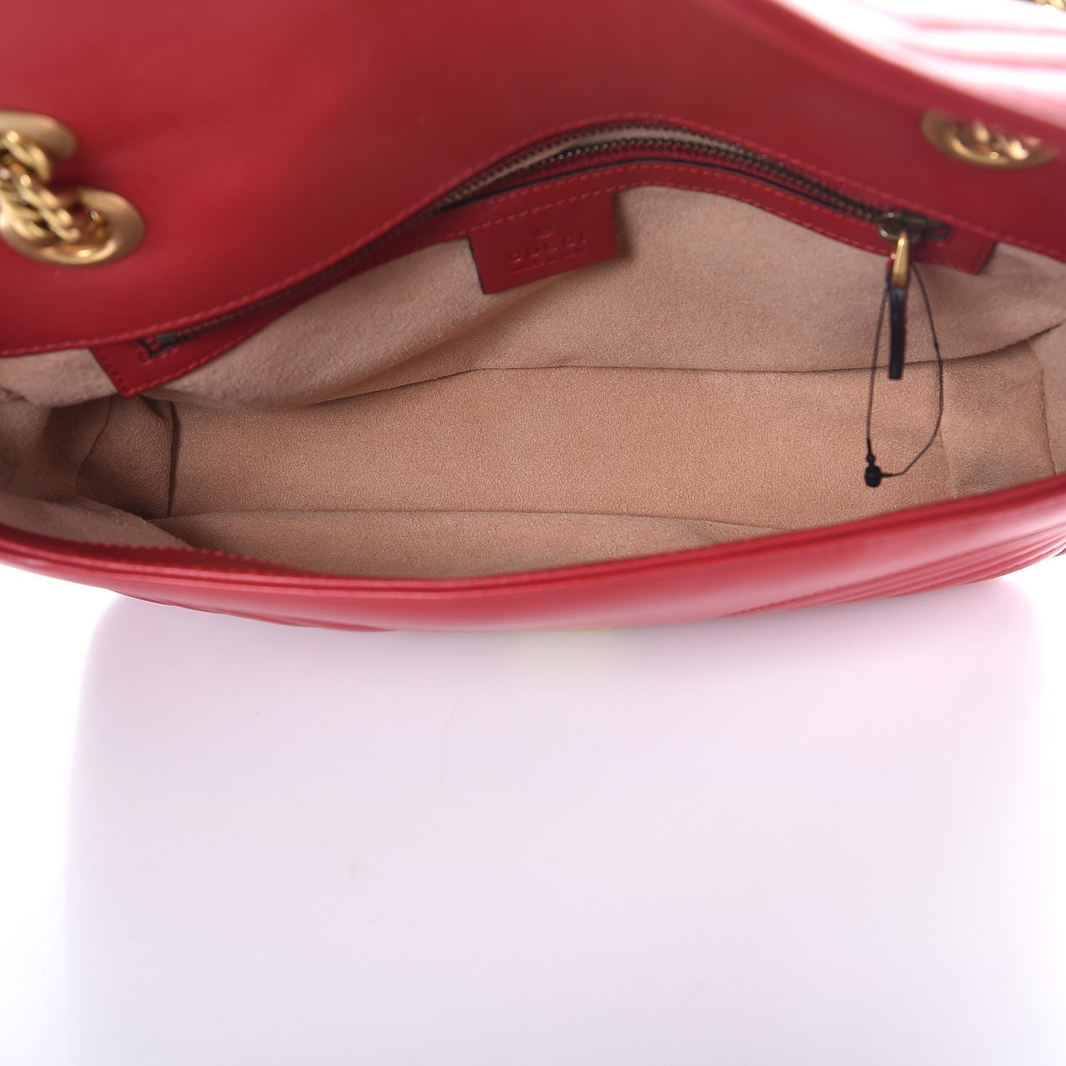 Gucci Calfskin Matelasse Small GG Marmont Shoulder Bag Hibiscus Red 6 of 9