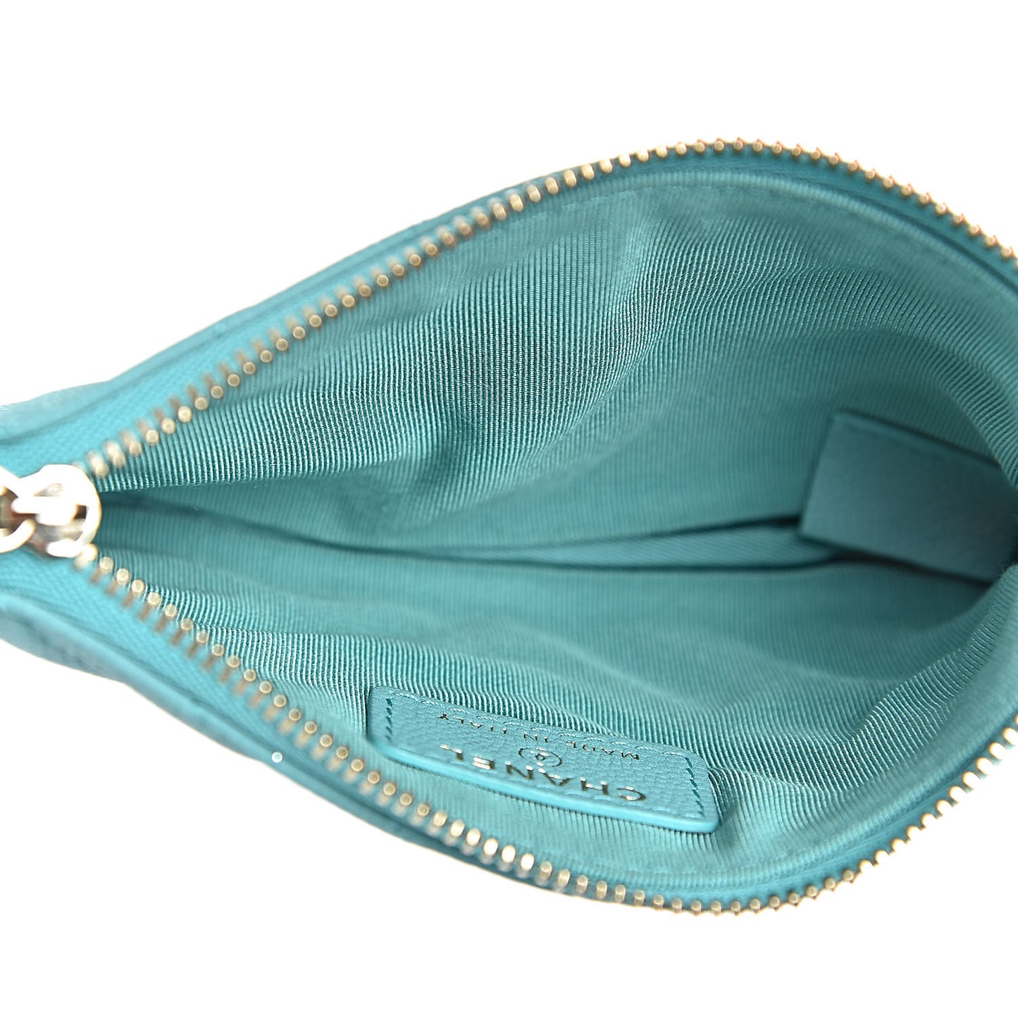 Caviar Chevron Quilted Small Cosmetic Case Green