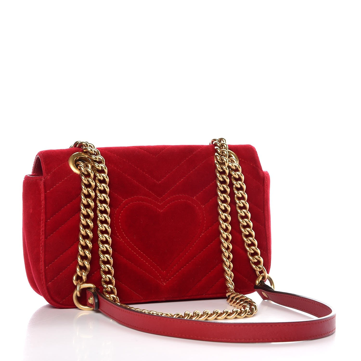 Gucci Velvet Matelasse Mini GG Marmont Shoulder Bag Hibiscus Red 13 of 22