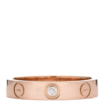 Cartier 18K Pink Gold Diamond 4mm LOVE Wedding Band Ring 48 4.5 1 of 5