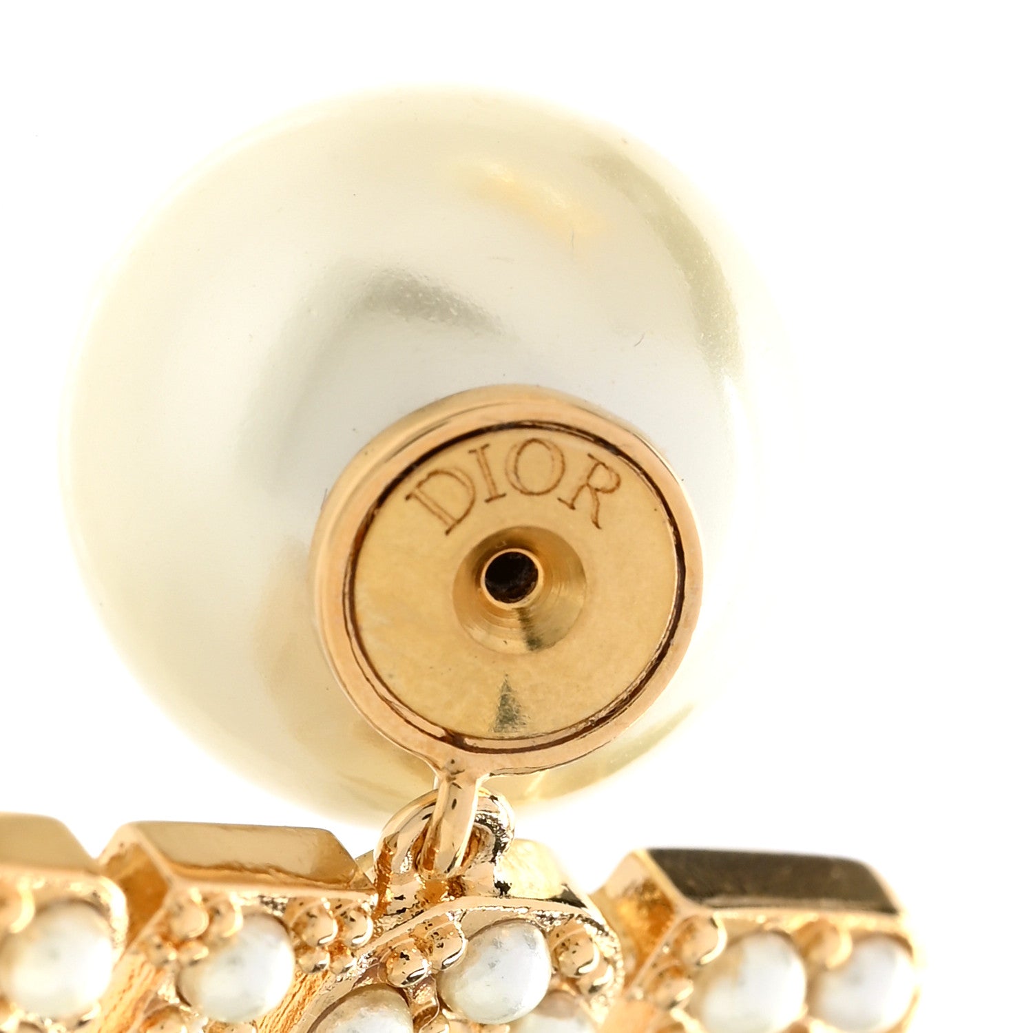 Christian Dior Metal Pearl Tribal Drop Earrings Gold 4 of 4