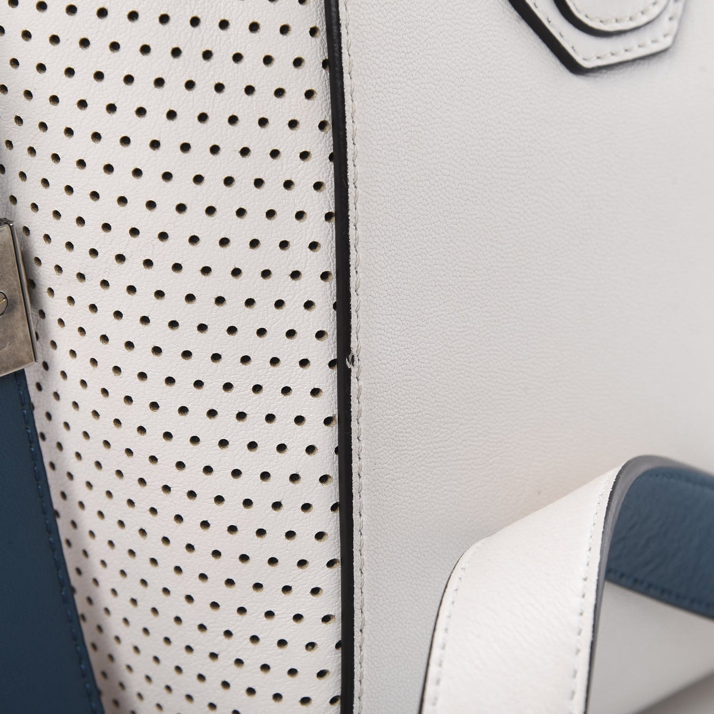 Lambskin Perforated Small Antigona White