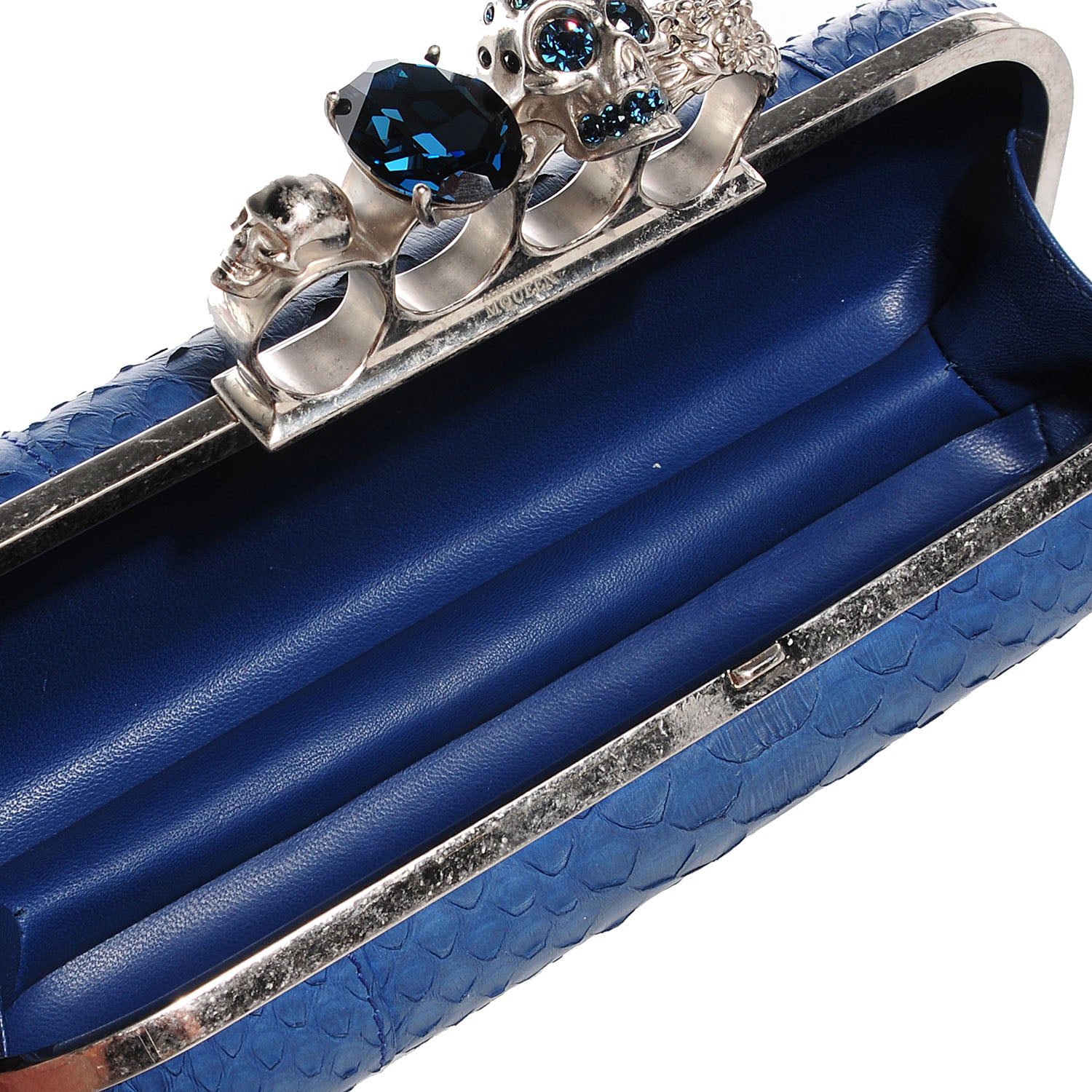 Alexander Wang ALEXANDER MCQUEEN Python Knuckle Box Clutch Blue 5 of 7